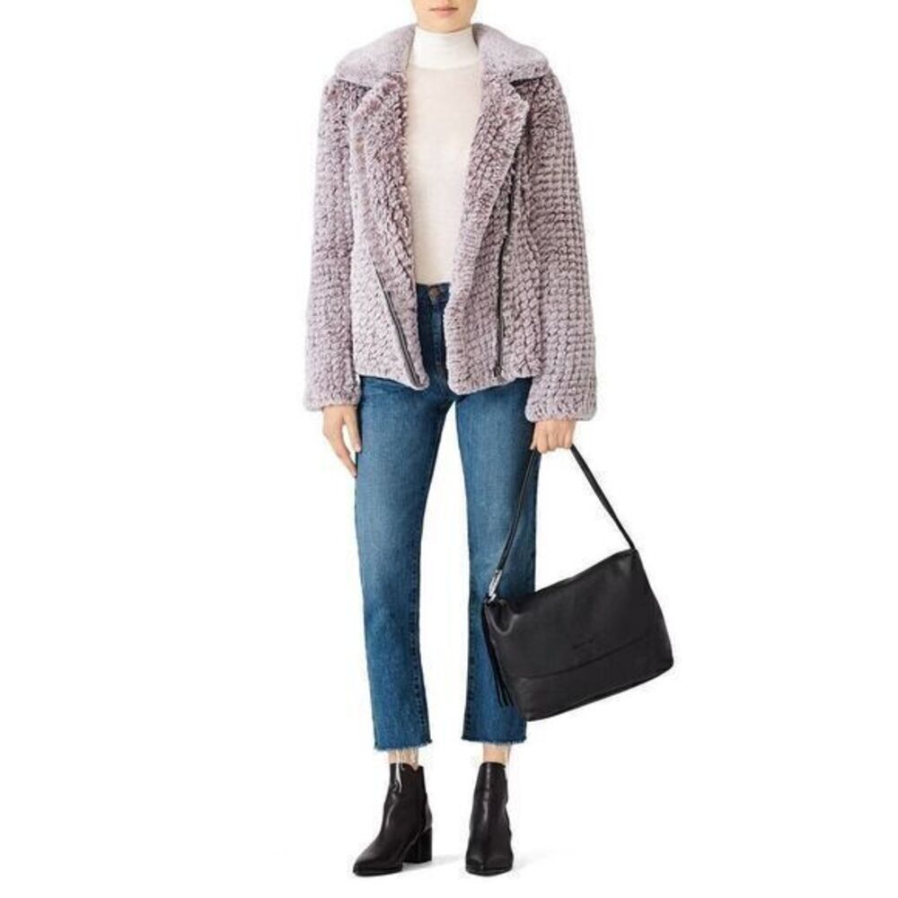 AVEC LES FILLES Faux Knitted Moto Jacket SMALL